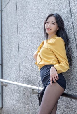 دختر تایوانی با پاهای زیبا – آتنا نا نا، دختری زیبا با پاهای زیبا در جوراب سیاه، عکس در فضای باز (1) (80P)