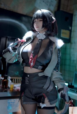 Blogger Anime Stupid Momo Jue que Zero Jiandu موضوع زیر لباس سیاه سکسی با جوراب های سیاه آشکار پوست براق برای نشان دادن عکس وسوسه انگیز شکل